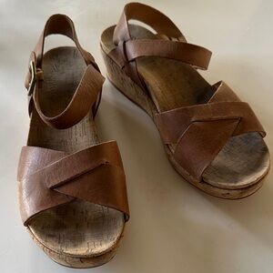 Kork-Ease Tan Leather Wedge Sandals